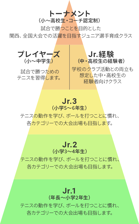 年齢に応じた適切なクラス分けで最適なレッスンを実施