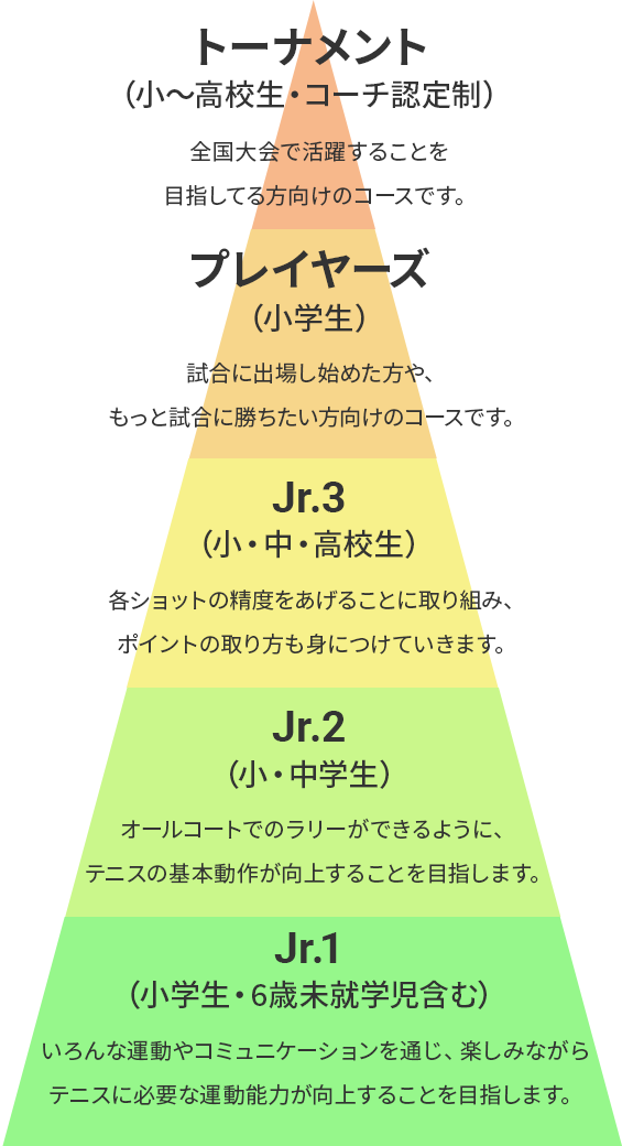 年齢に応じた適切なクラス分けで最適なレッスンを実施