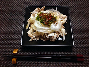 「豚肉の冷しゃぶ　梅肉だれ」