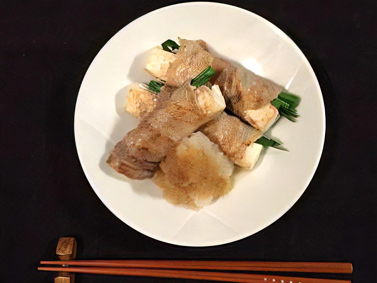 豆腐の豚肉巻き