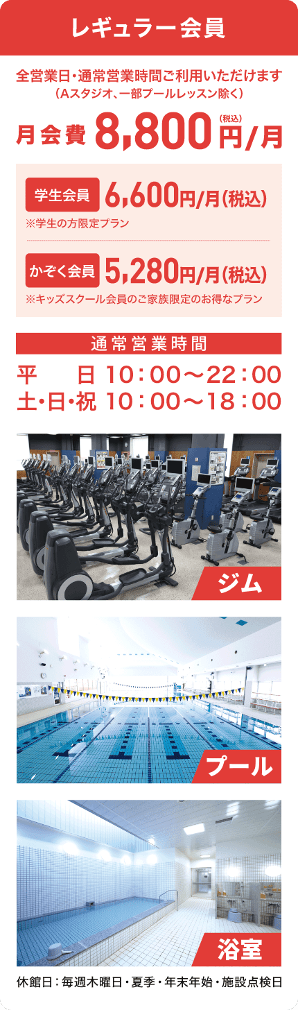 レギュラー会員費 月額8800円